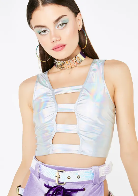 Down To Rave Hologram Top sold by Dolls Kill