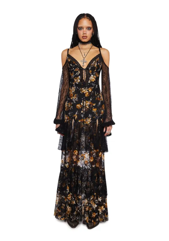 Rosebud Rivera Maxi Dress- Black sold by Dolls Kill