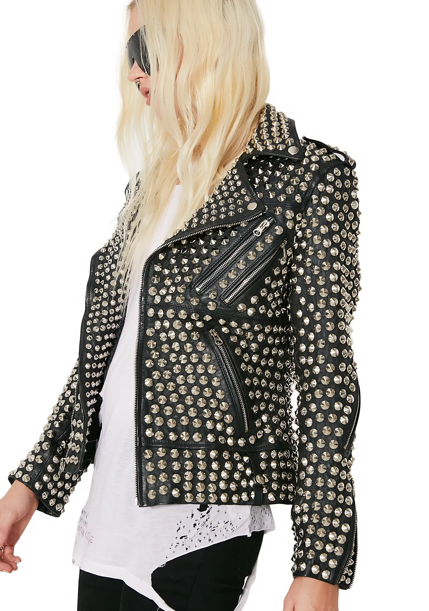 Queen Of Metal Leather Jacket sold by Dolls Kill product image thumbnail 4