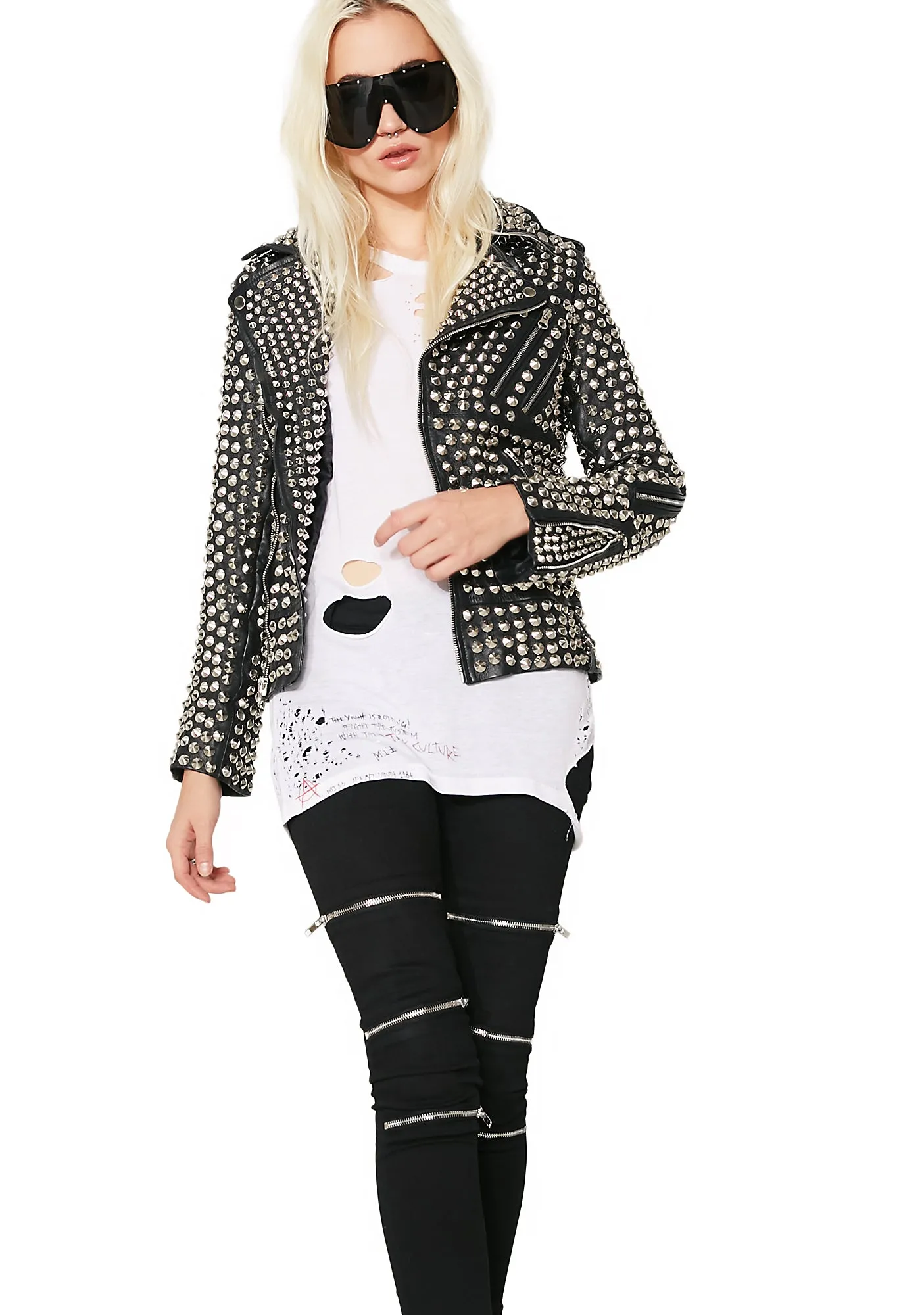 Queen Of Metal Leather Jacket sold by Dolls Kill product image thumbnail 5