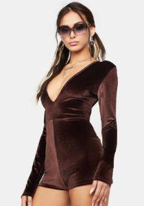 Chocolate Velvet Romper sold by Dolls Kill