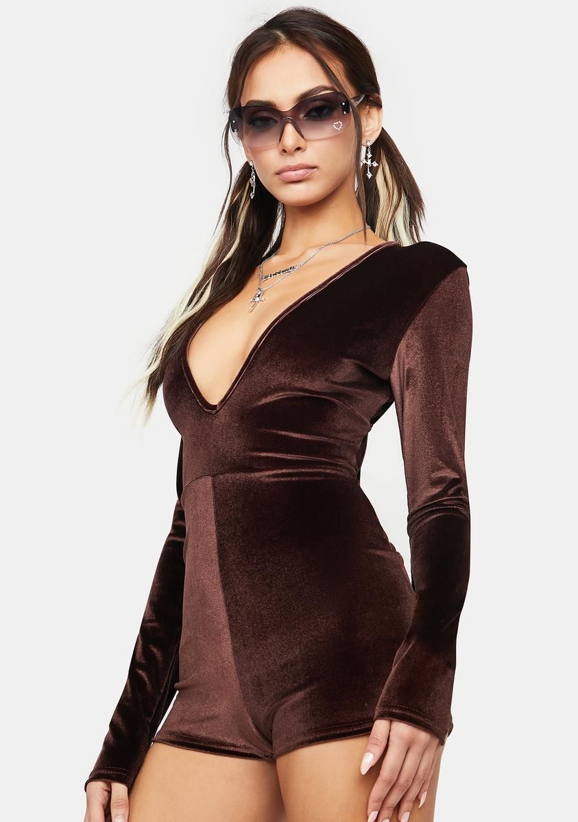 Chocolate Velvet Romper sold by Dolls Kill product image thumbnail 2