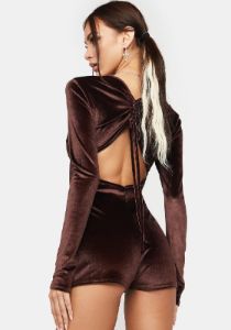 Chocolate Velvet Romper sold by Dolls Kill