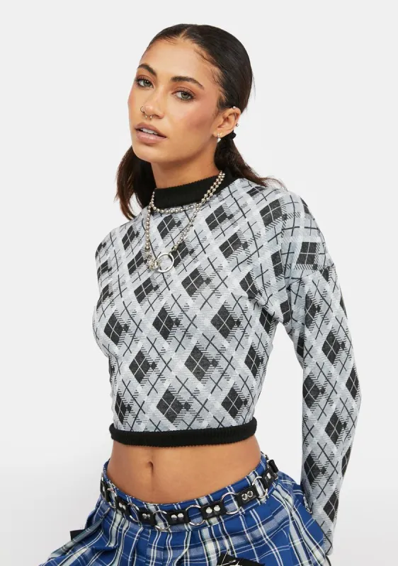 Punk Prepped Argyle Knit Sweater sold by Dolls Kill