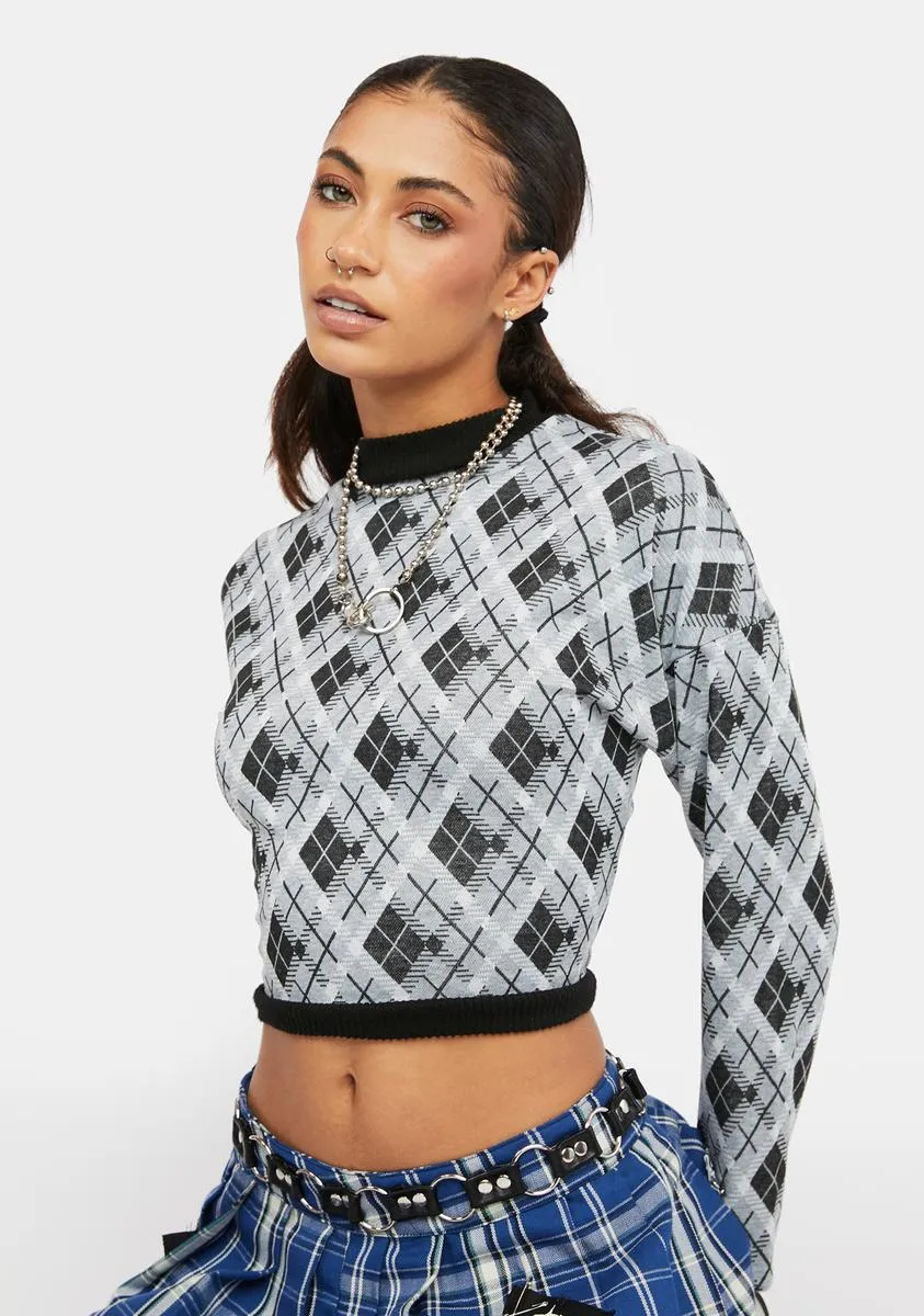 Punk Prepped Argyle Knit Sweater sold by Dolls Kill