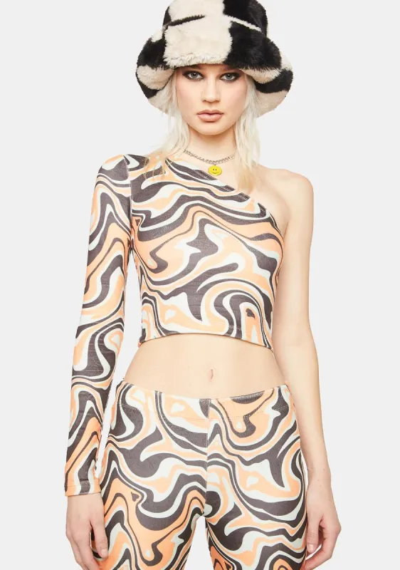 Asymmetric Trippy Velour Top sold by Dolls Kill