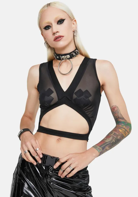 Night Take A Risk Cut Out Mesh Tank sold by Dolls Kill