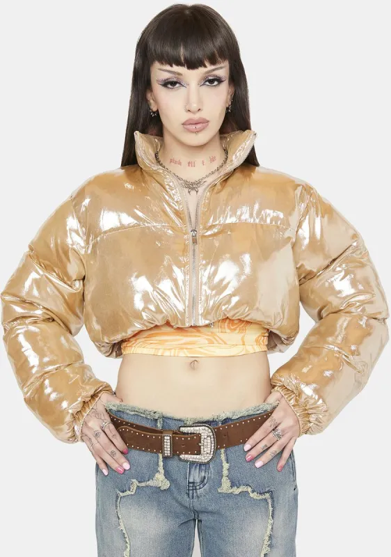 Good As Gold Puffer Jacket sold by Dolls Kill