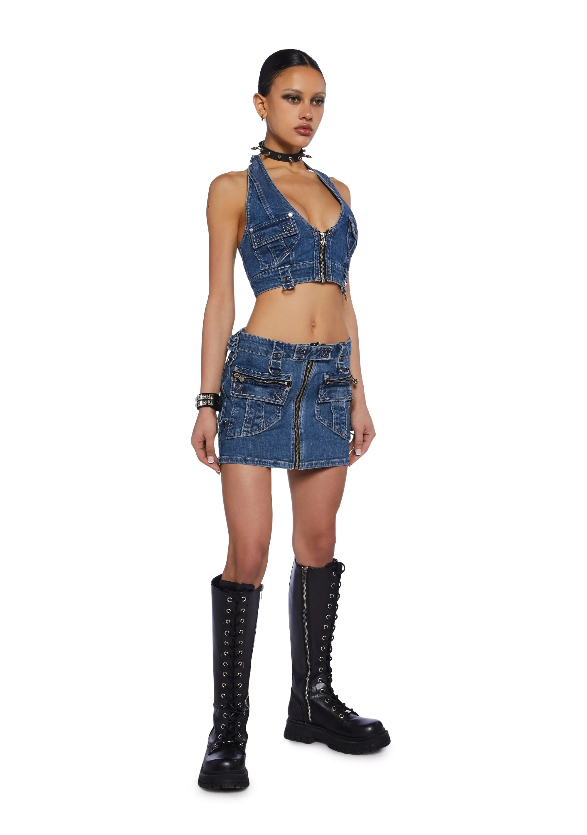 Power Mini Skirt - Blue sold by Dolls Kill product image thumbnail 2