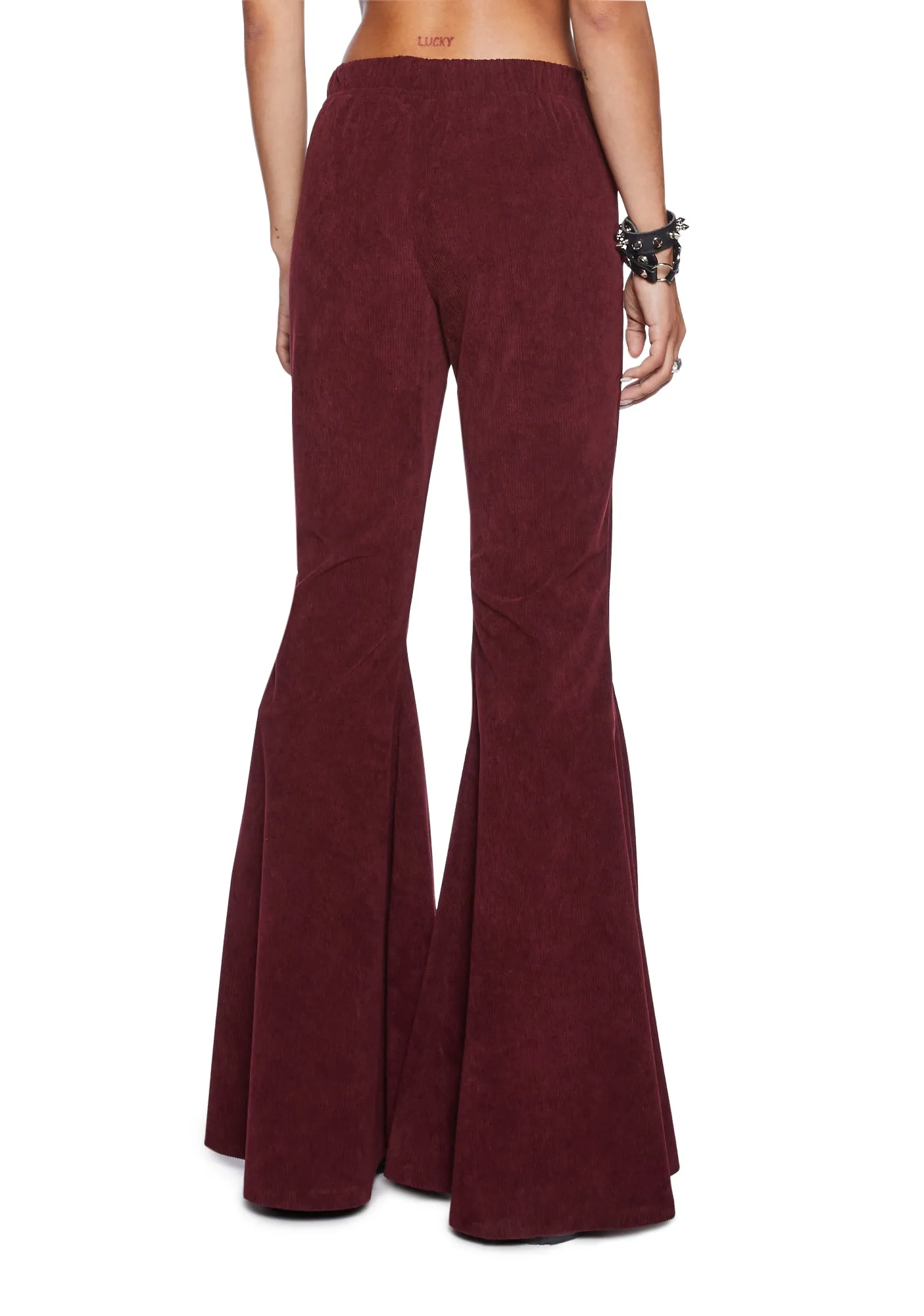 Never Mind Flared Pants - Burgundy sold by Dolls Kill product image thumbnail 4