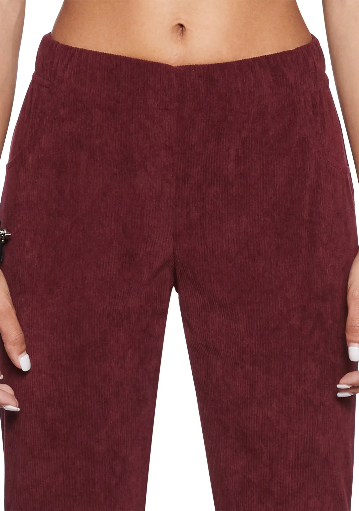Never Mind Flared Pants - Burgundy sold by Dolls Kill product image thumbnail 5