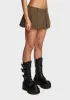 Washed Denim Pleated Micro Skort - Olive sold by Dolls Kill