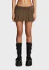 Washed Denim Pleated Micro Skort - Olive sold by Dolls Kill