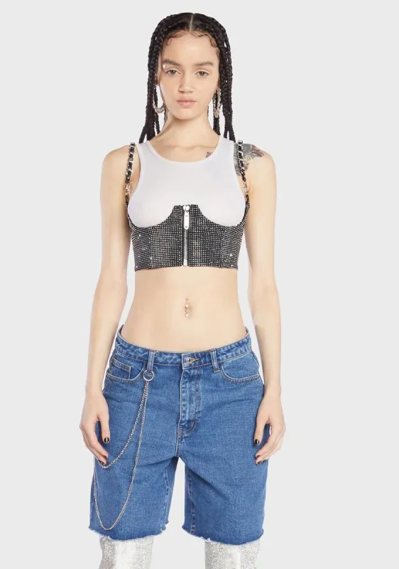 My Type Underbust Corset- Rhinestone sold by Dolls Kill