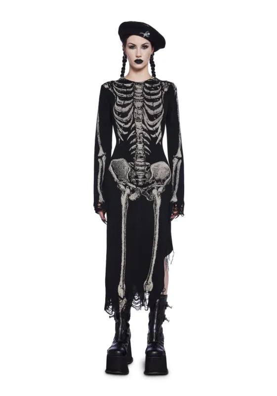 Bone Collector Knit Midi Dress sold by Dolls Kill