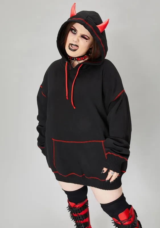 We're Calling All Devils Horned Hoodie Sweatshirt sold by Dolls Kill