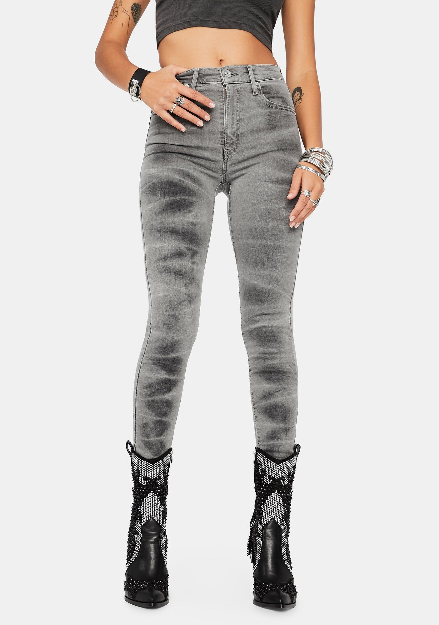Killin' It Mile High Super Skinny Jeans sold by Dolls Kill