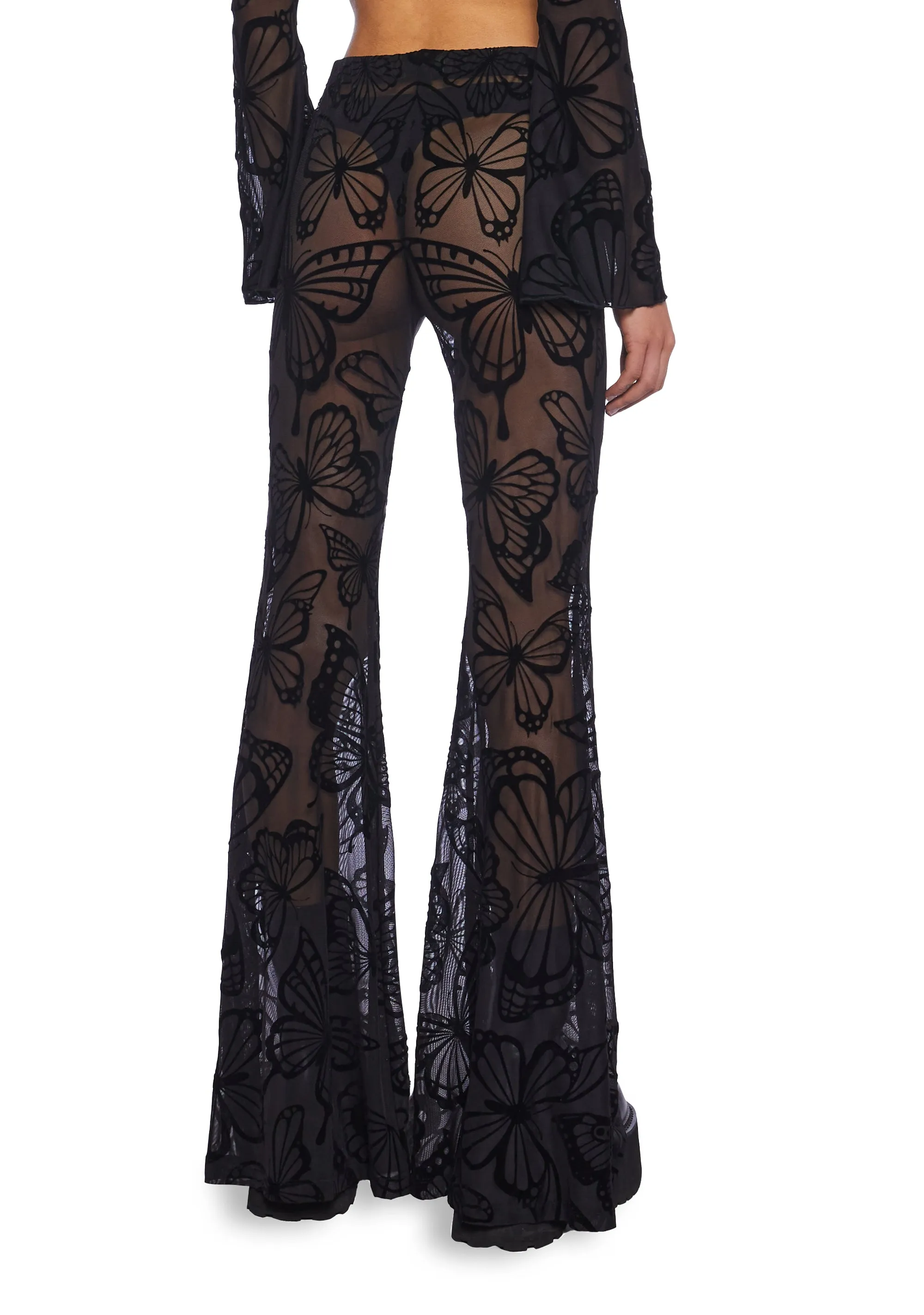 Butterfly Utopia Mesh Flare Pants sold by Dolls Kill product image thumbnail 2