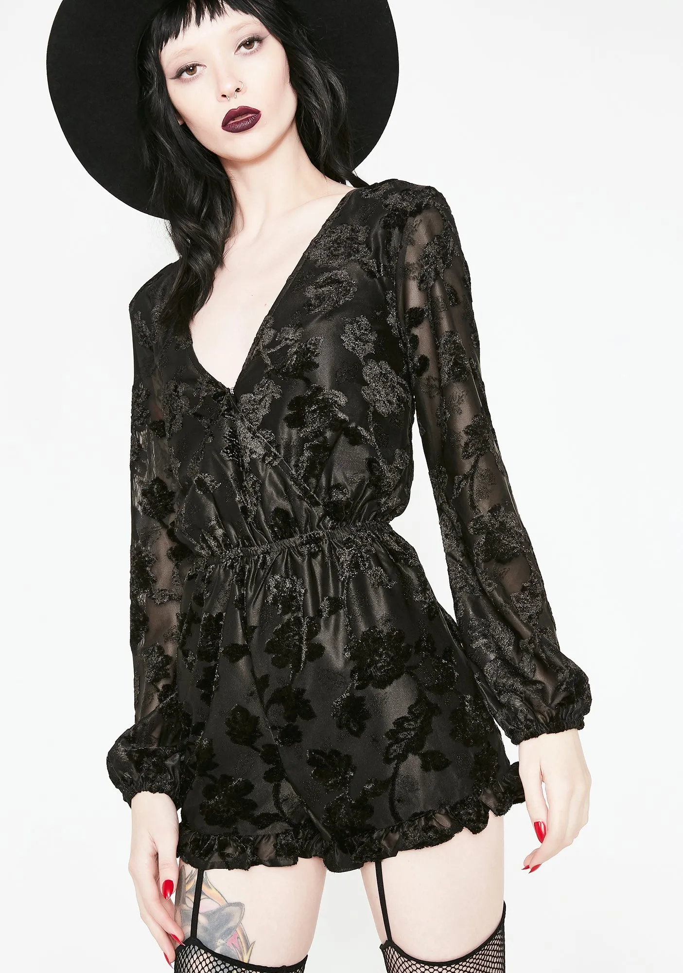 Severe Style Velvet Romper sold by Dolls Kill