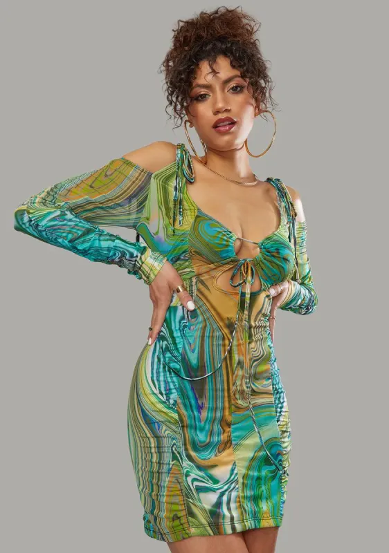 Hypnotic Habits Tie Front Bodycon Dress sold by Dolls Kill