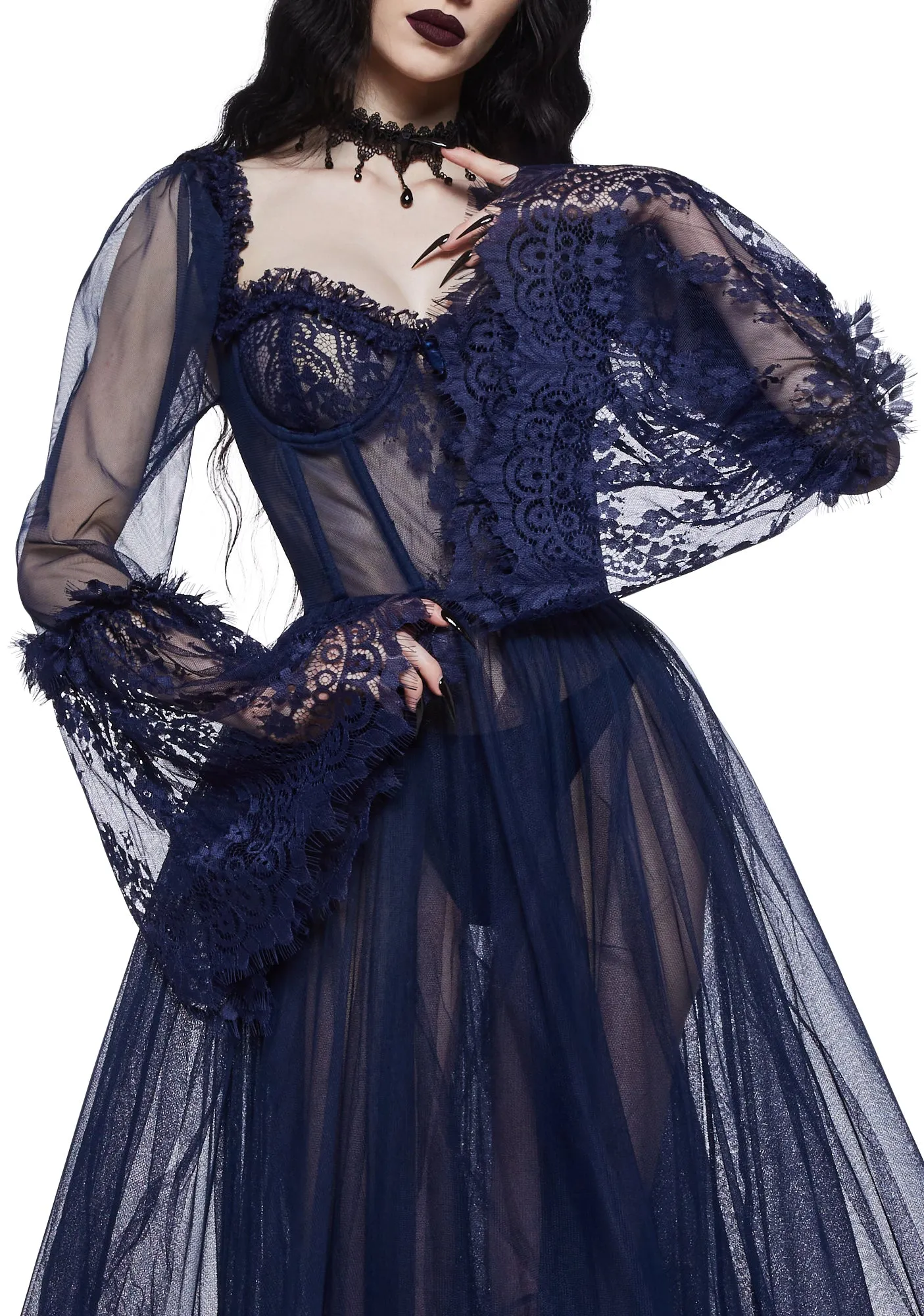 Dance With Death Maxi Dress - Navy sold by Dolls Kill product image thumbnail 2