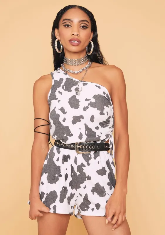 Rough Riding Cow Print Romper sold by Dolls Kill