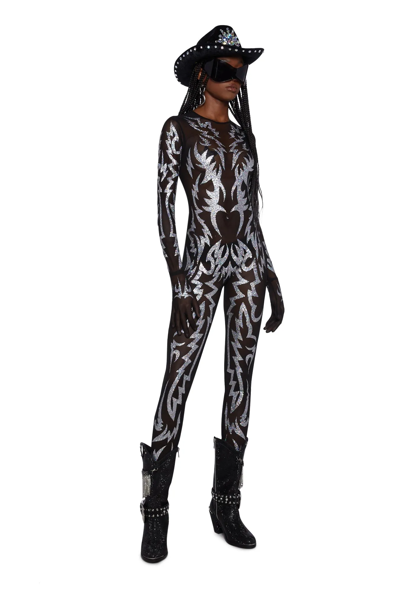 Glitter Superstar Mesh Catsuit sold by Dolls Kill product image thumbnail 5
