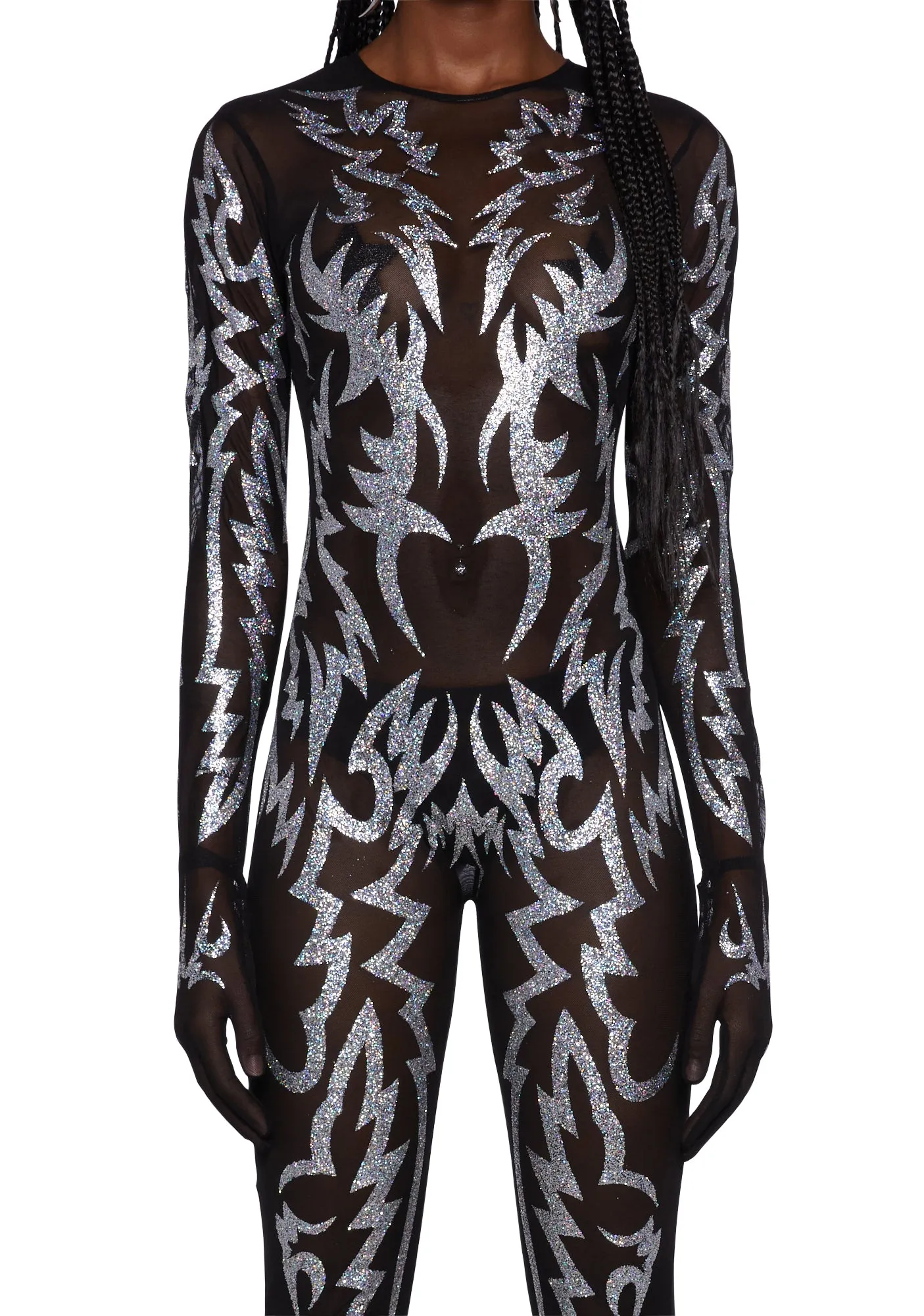 Glitter Superstar Mesh Catsuit sold by Dolls Kill product image thumbnail 2