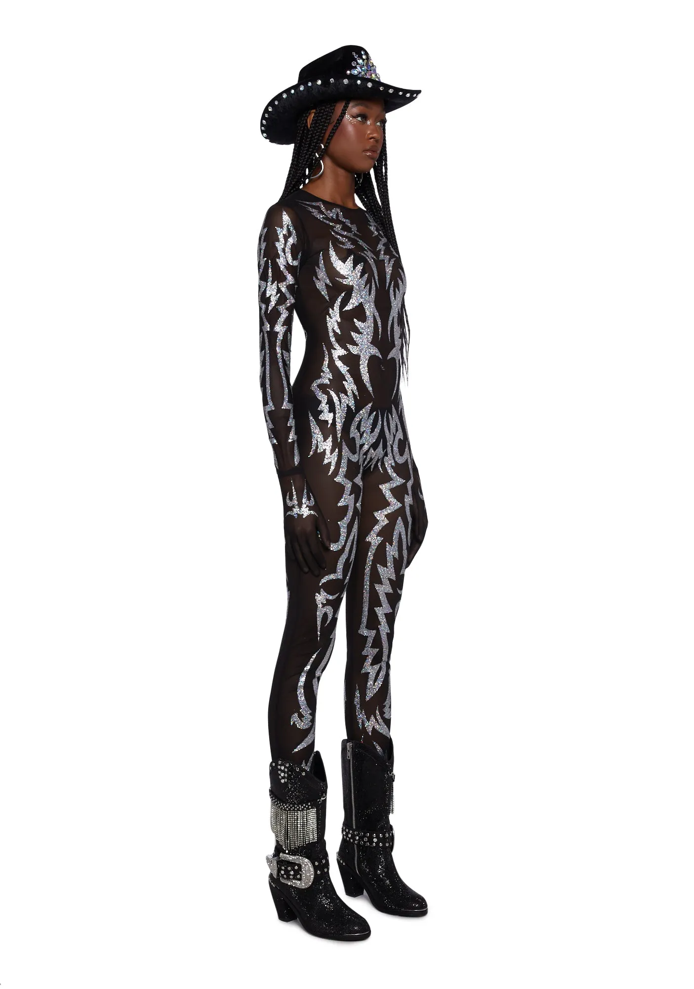 Glitter Superstar Mesh Catsuit sold by Dolls Kill product image thumbnail 3