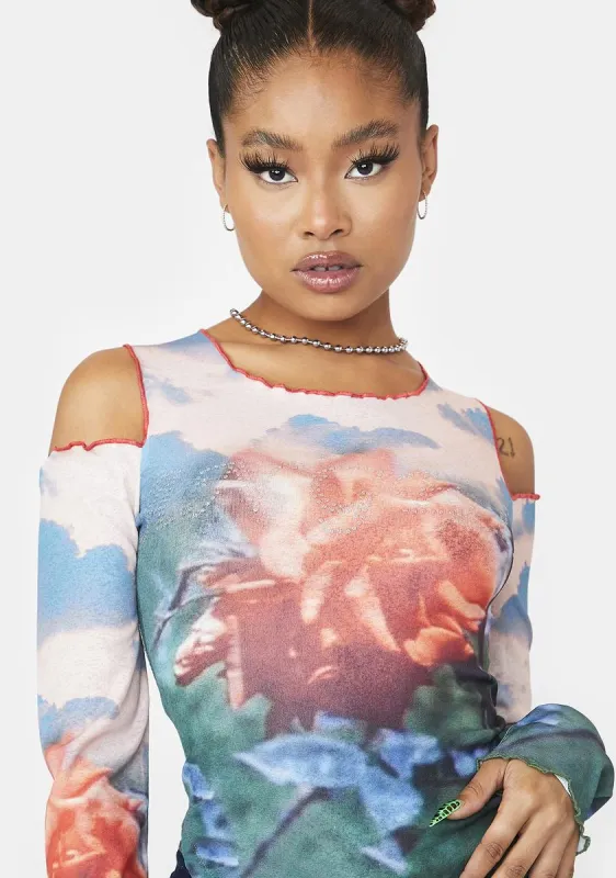 Angel Mesh Cold Shoulder Top sold by Dolls Kill