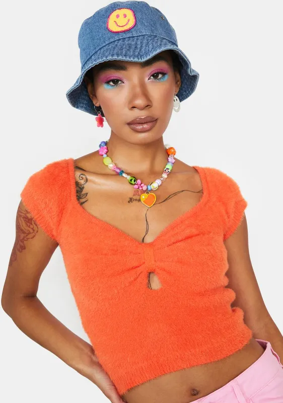 Round And Round Fuzzy Crop Top sold by Dolls Kill