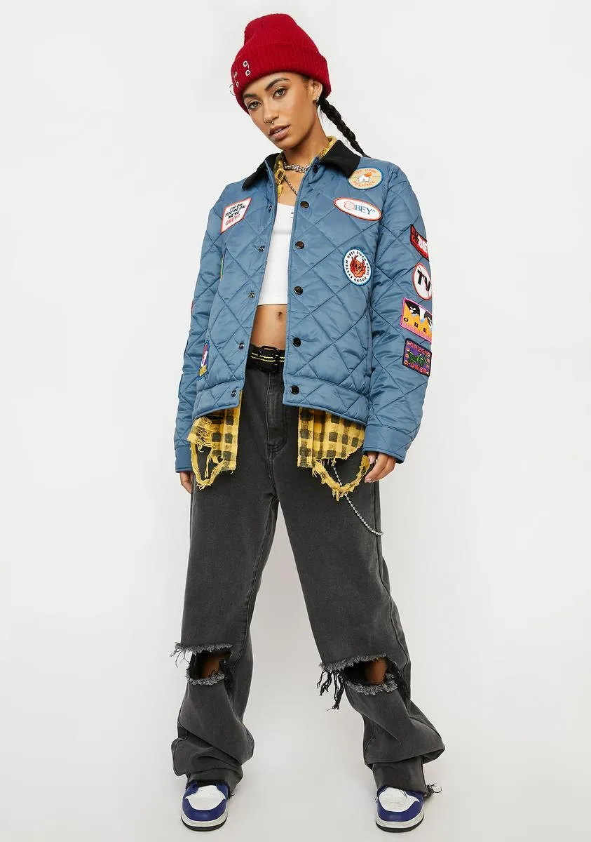 Vintage Blue Collectors Quilted Jacket sold by Dolls Kill product image thumbnail 3