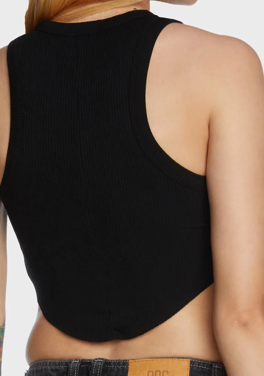 Curved Hem Tank Top - Black sold by Dolls Kill product image thumbnail 2