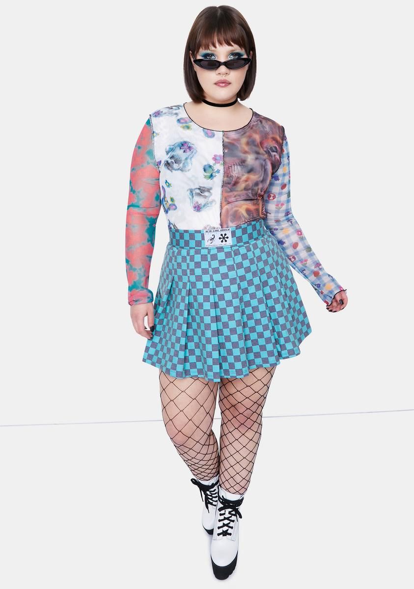 Plus Spliced Patchwork Mesh Top sold by Dolls Kill product image thumbnail 3