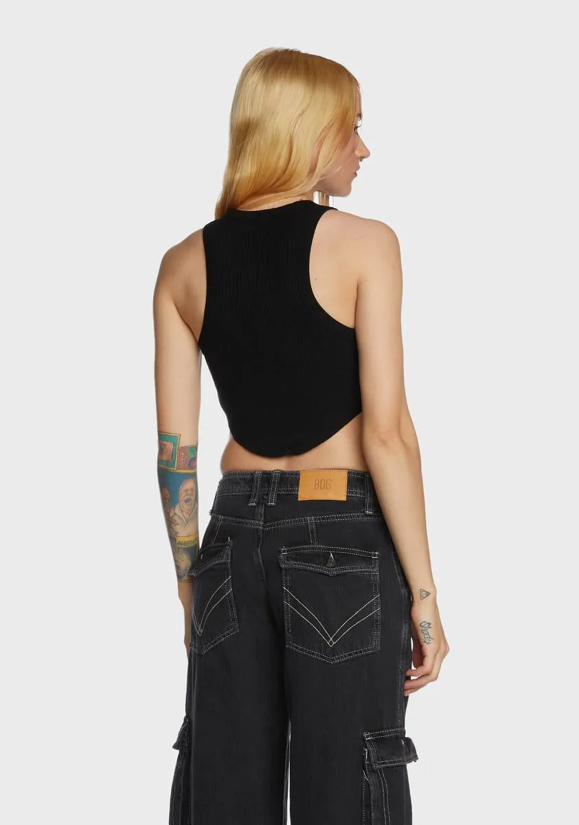 Curved Hem Tank Top - Black sold by Dolls Kill product image thumbnail 4