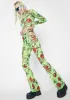 Neon Green Tattoo Rose Speed Racer Mesh Pants sold by Dolls Kill