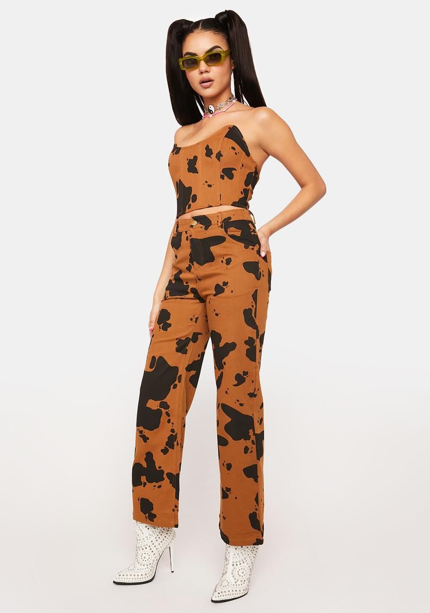 Cow Print Denim Pants sold by Dolls Kill product image thumbnail 2