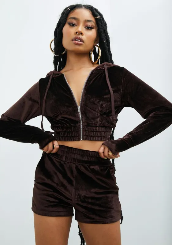 Mocha Blocked Ur Number Velour Set sold by Dolls Kill