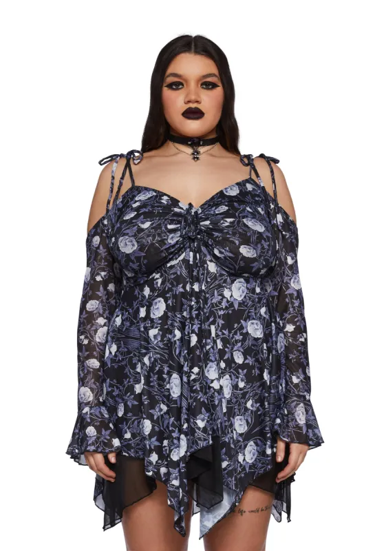 Plus F is For Fairies® Handkerchief Dress - Light Floral sold by Dolls Kill