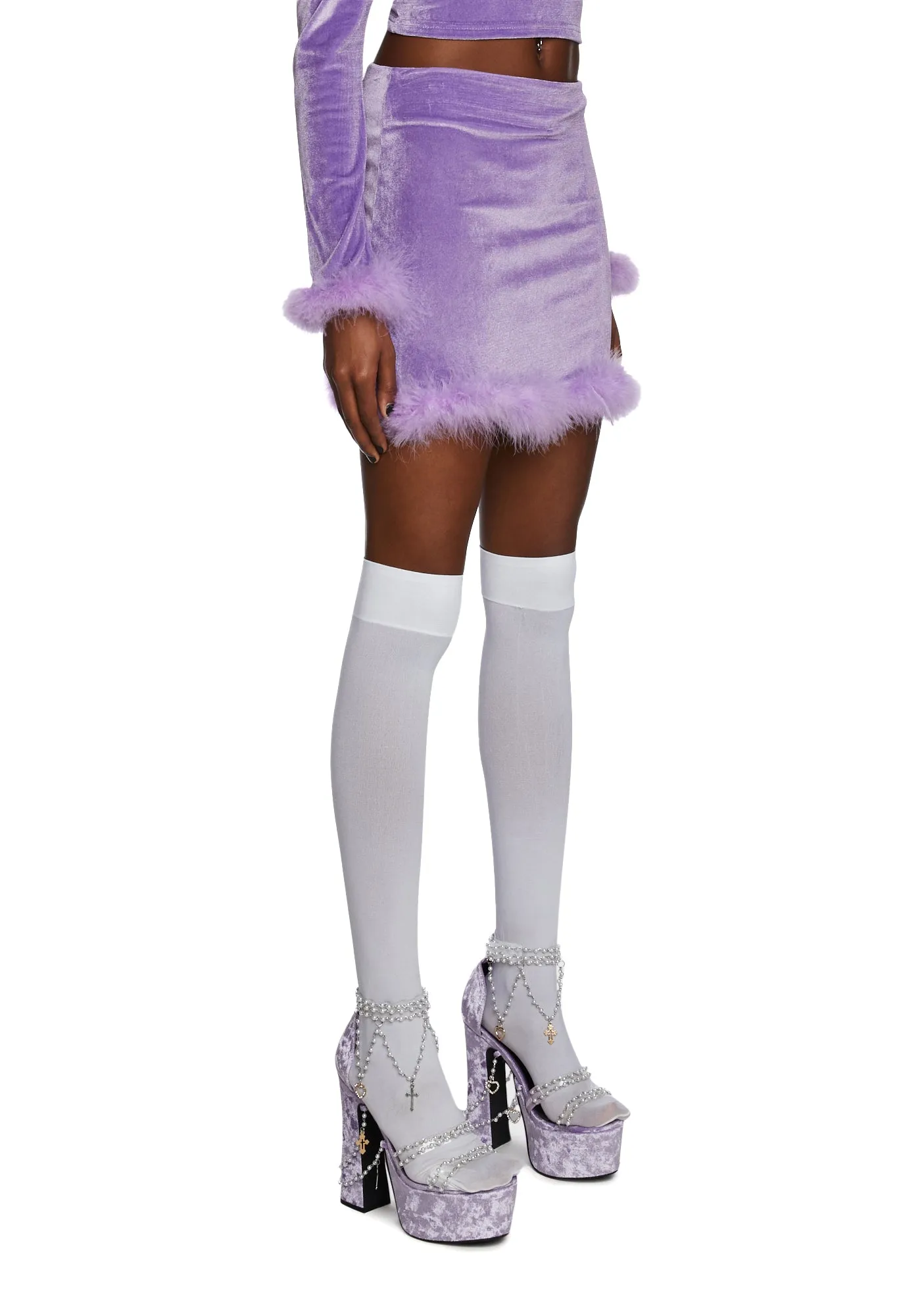 Filthy Femme Velvet Mini Skirt - Purple sold by Dolls Kill product image thumbnail 3