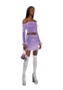 Filthy Femme Velvet Mini Skirt - Purple sold by Dolls Kill