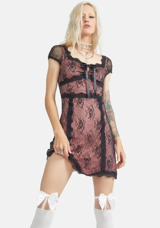 Lost Without You Lace Overlay Mini Dress sold by Dolls Kill
