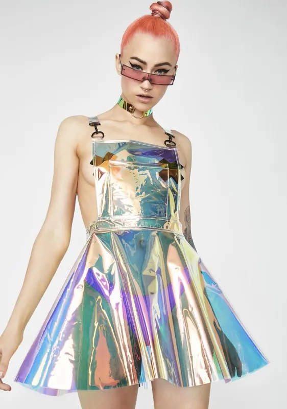 Space Gurl Hologram Overall Dress sold by Dolls Kill