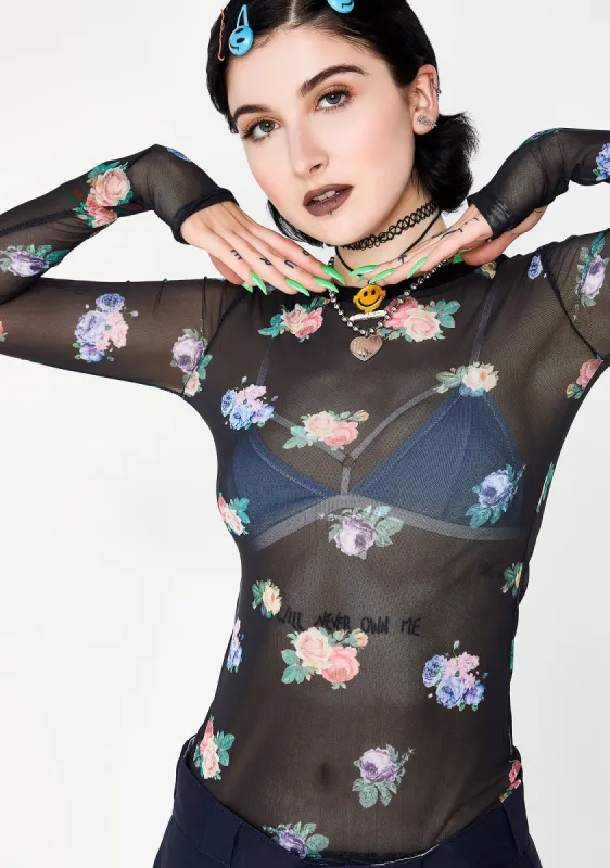 Bedroom Eyez Sheer Floral Top sold by Dolls Kill
