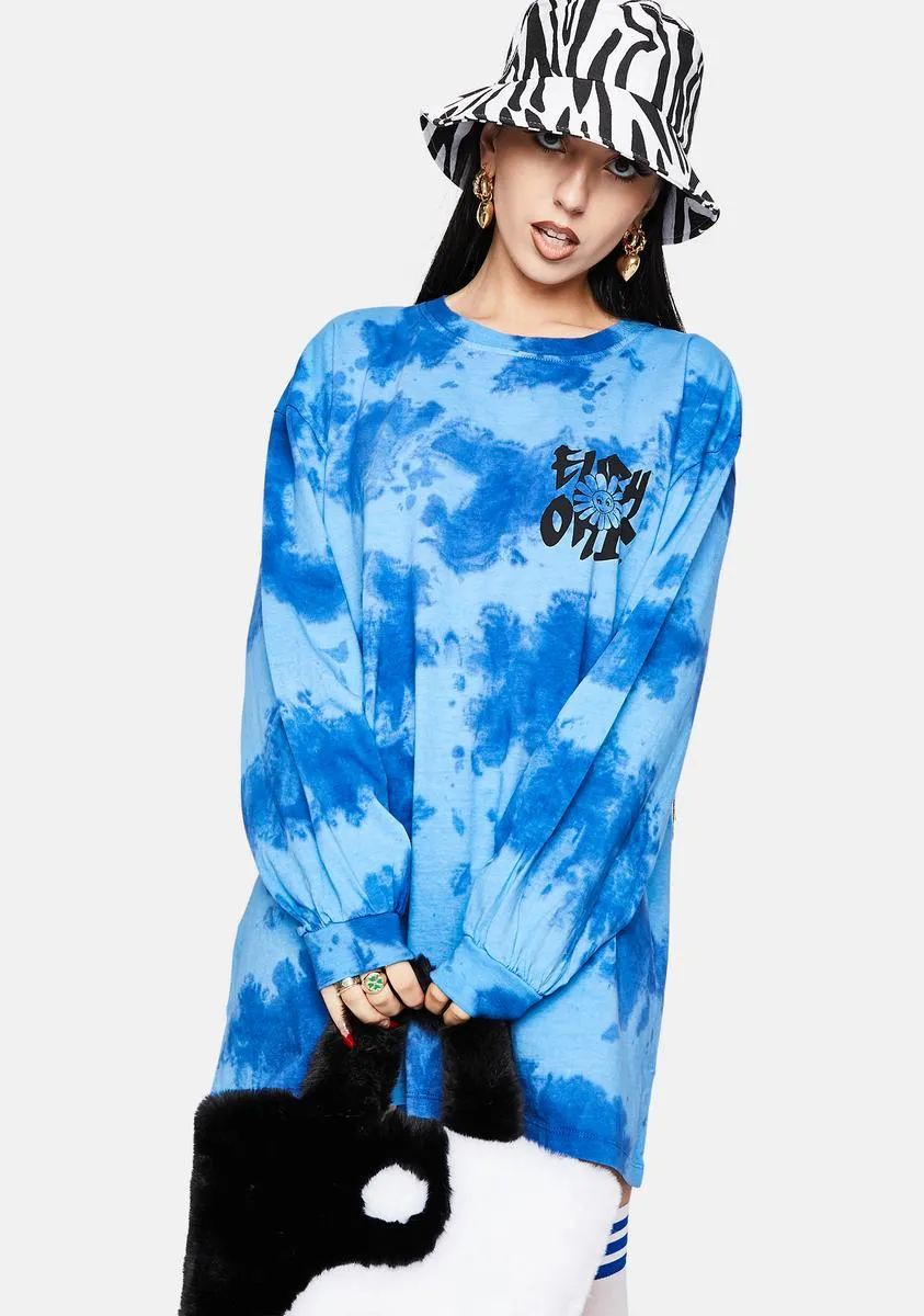 Tie Dye Smiley Flower Long Sleeve Graphic Tee sold by Dolls Kill product image thumbnail 2