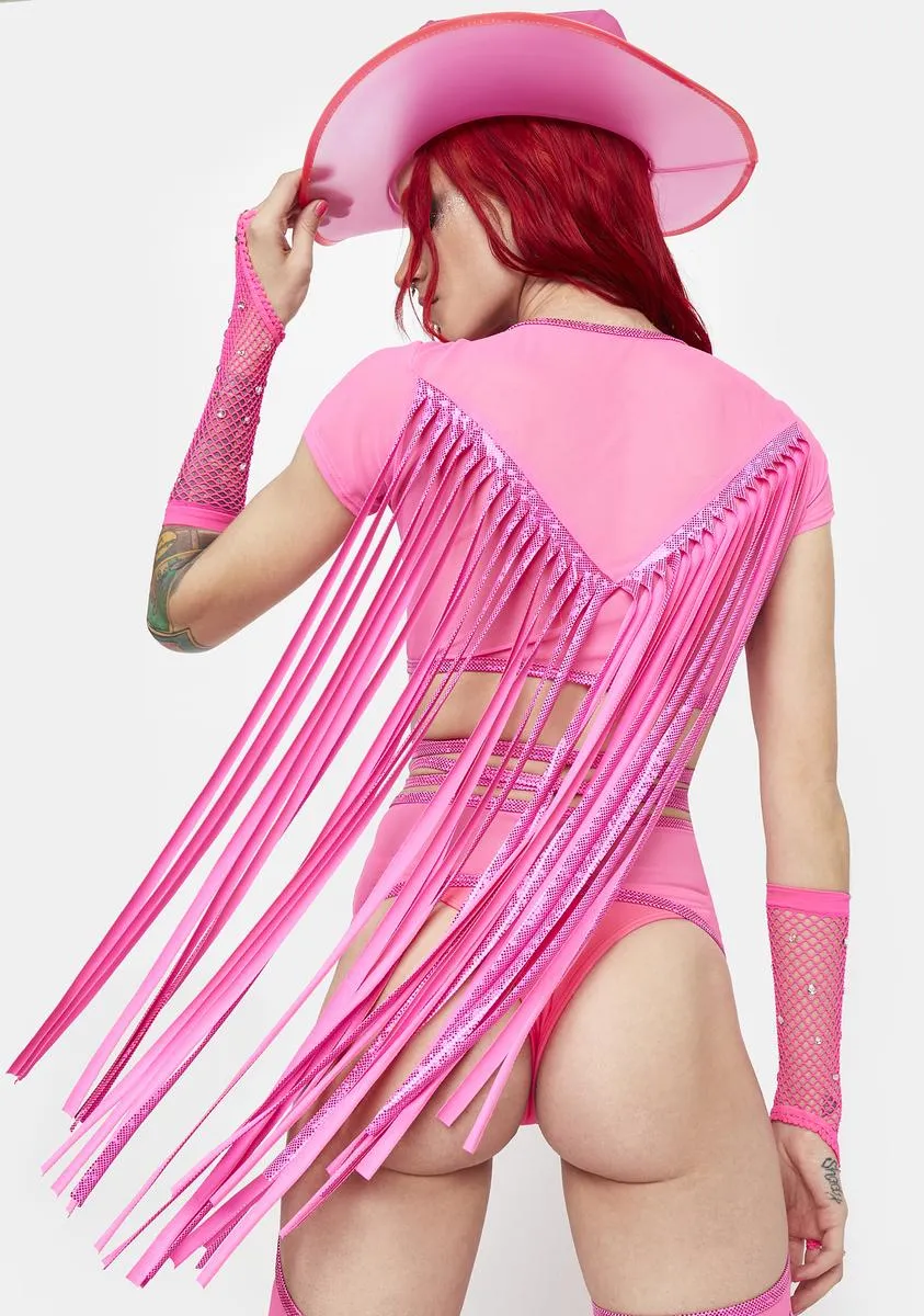 Pink Karma Cowgirl Fringe Wrap Top sold by Dolls Kill product image thumbnail 4