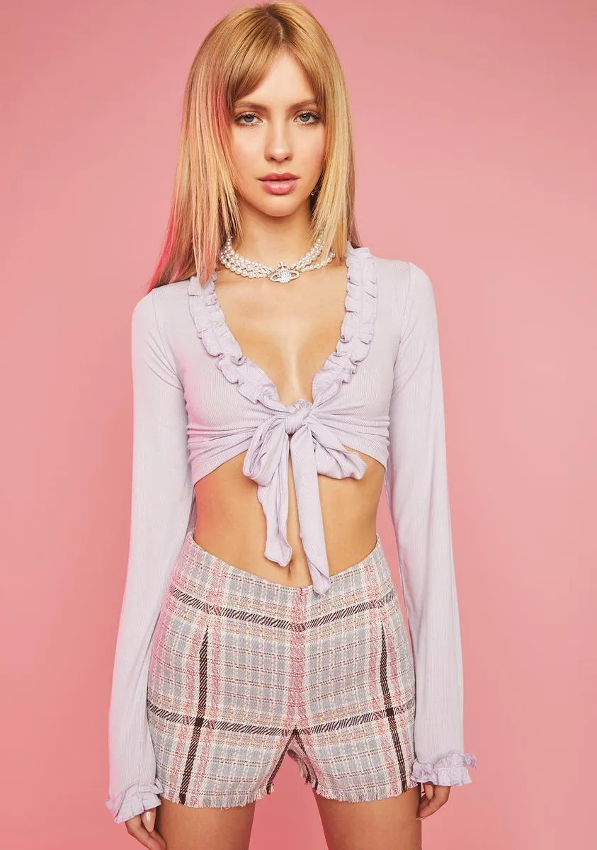 Lavender Poetry In Motion Wrap Top sold by Dolls Kill