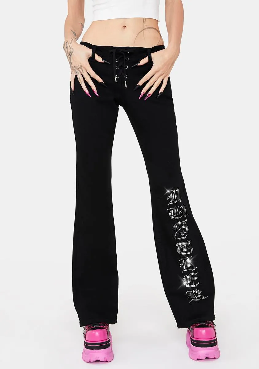 Going Down Rhinestone Jeans sold by Dolls Kill