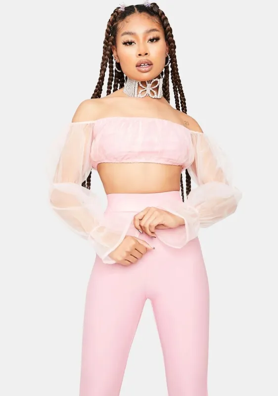 Blush Having A Ball Off The Shoulder Organza Top Set sold by Dolls Kill