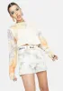 Tie Dye Rolled Hem Belted Shorts sold by Dolls Kill